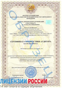 Образец сертификата соответствия аудитора №ST.RU.EXP.00006191-1 Мурманск Сертификат ISO 50001